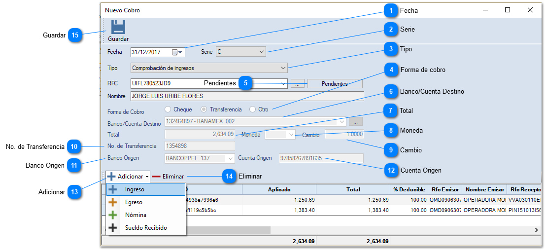Comprobación de ingresos