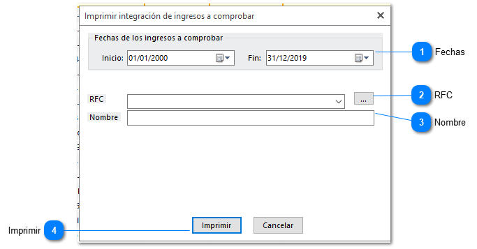 Integración de ingresos a comprobar