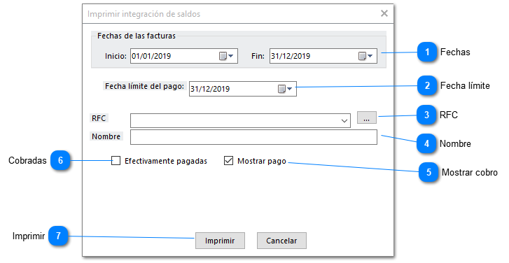 Integración de saldos